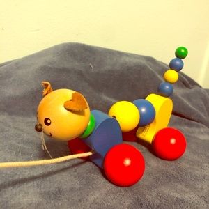 Vintage Lorenz GMBH Wooden Cat Pull Toy